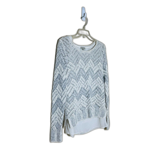 Lucky Brand Women's Metallic Silver Chevron Layered Tunic Sweater Large - Picture 2 of 9